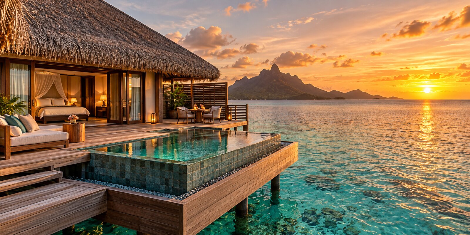 Luxury overwater bungalow with private pool for a 2027 honeymoon