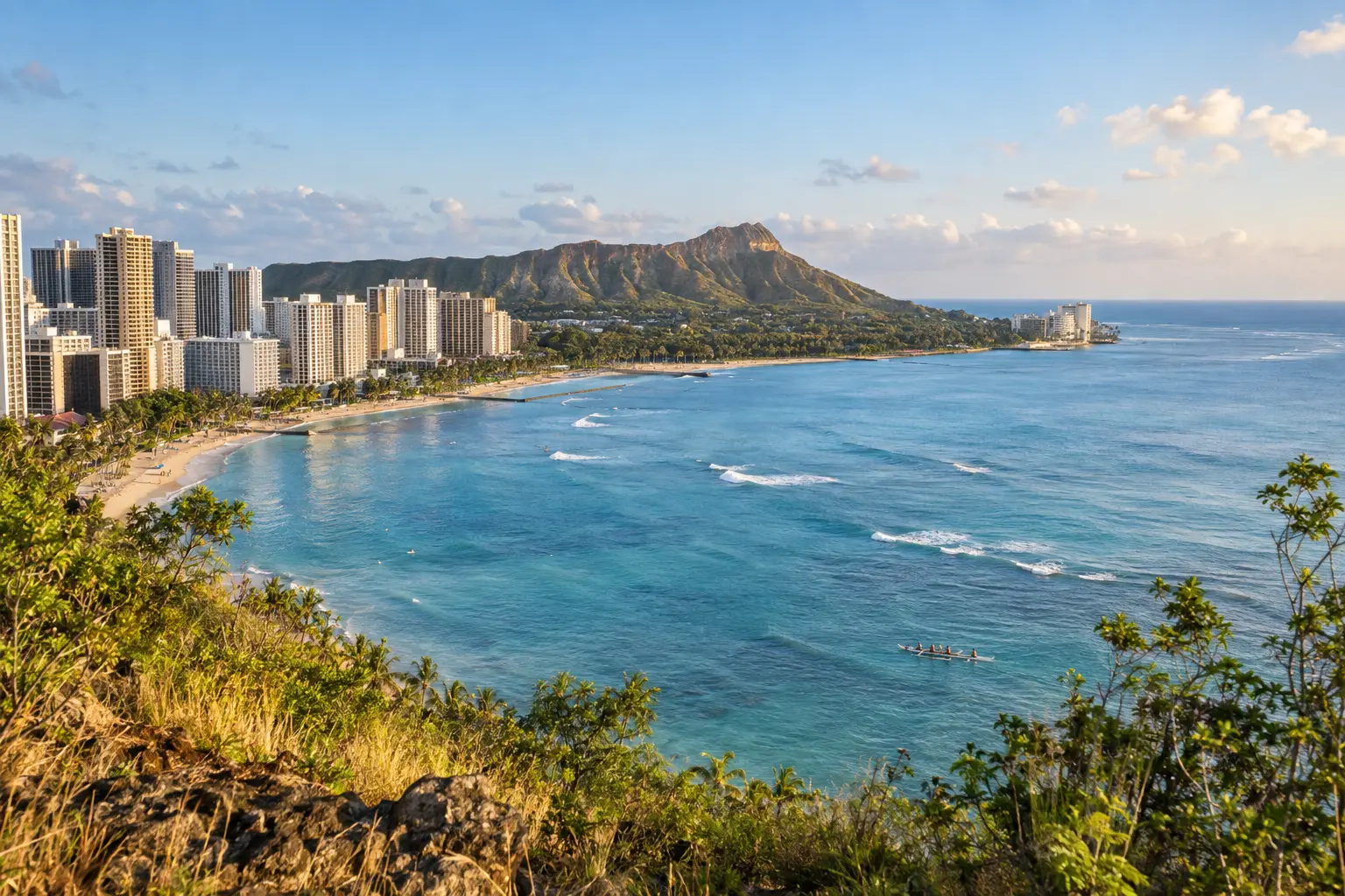 Waikiki Beach and Diamond Head on Oahu