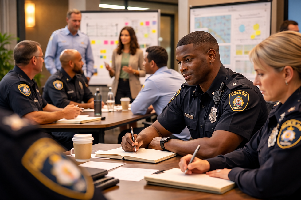 Police leaders attending a professional development workshop..png