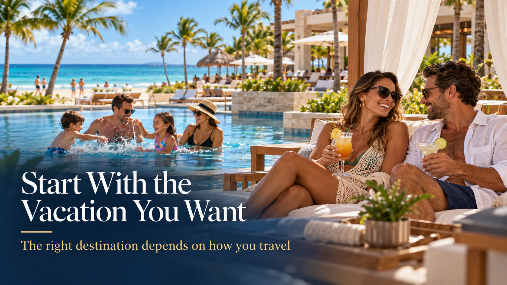 Travelers enjoying a beachfront Caribbean all-inclusive resort