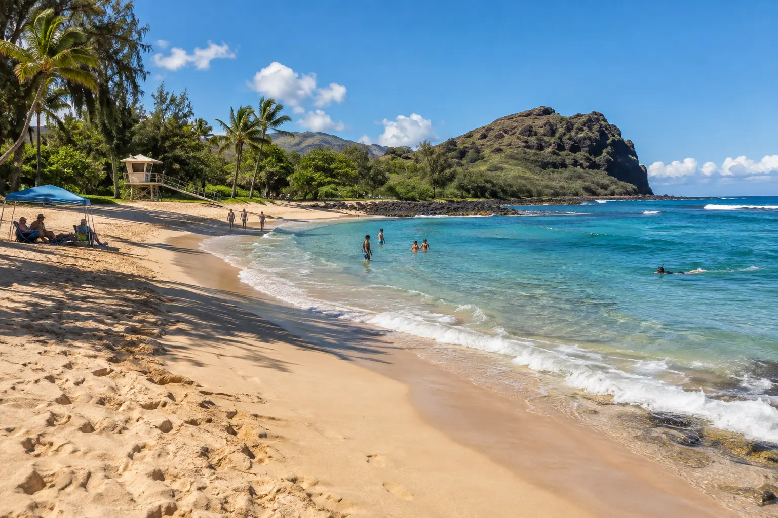 Clear water and soft sand at a Hawaii beach