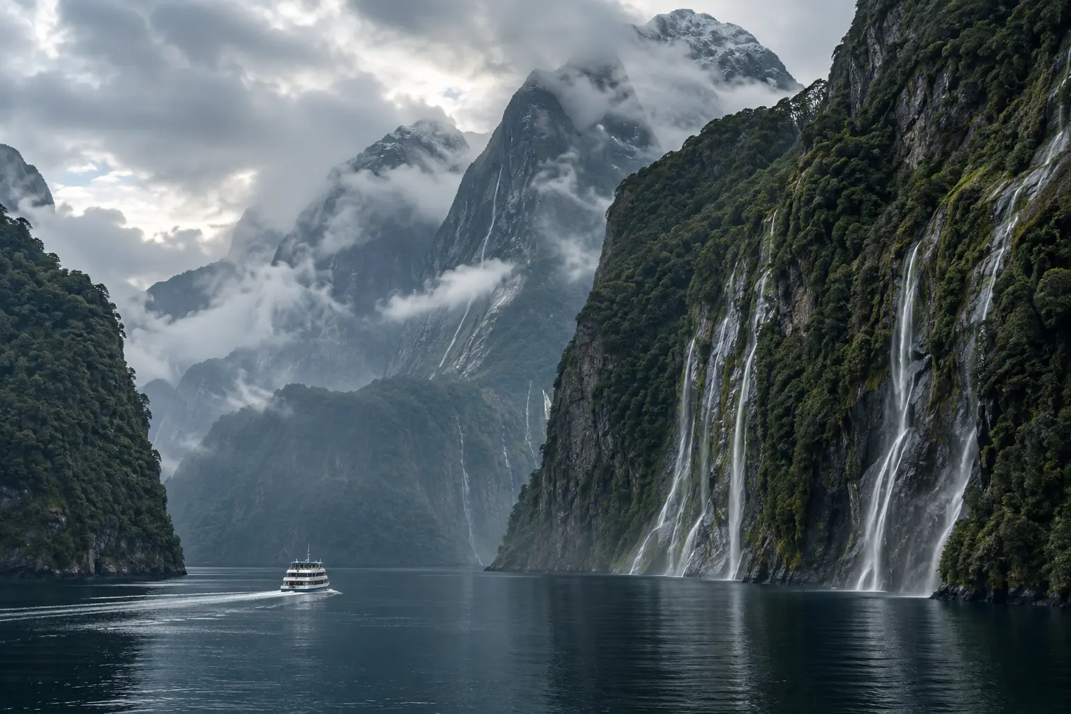 Alpine lake and dramatic mountains on New Zealand's South Island