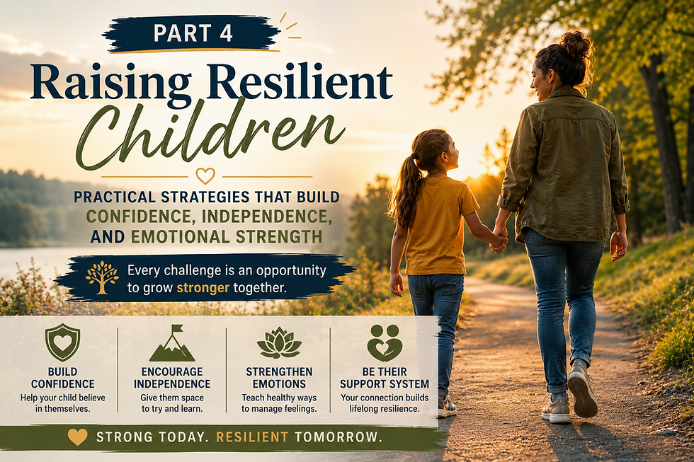 Parent walking hand in hand with their child while building confidence, resilience, and emotional strength through everyday life experiences.