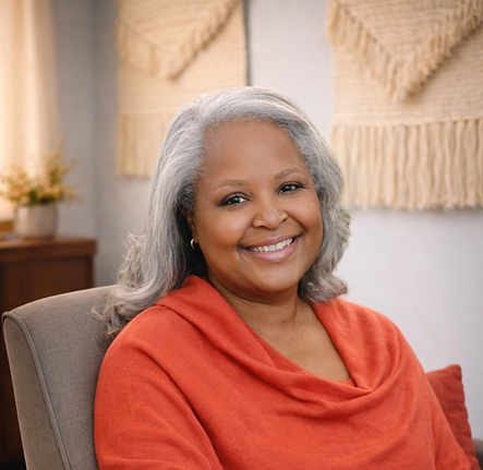 Randi Sourire chaleureux dans un fauteuil moderne.png