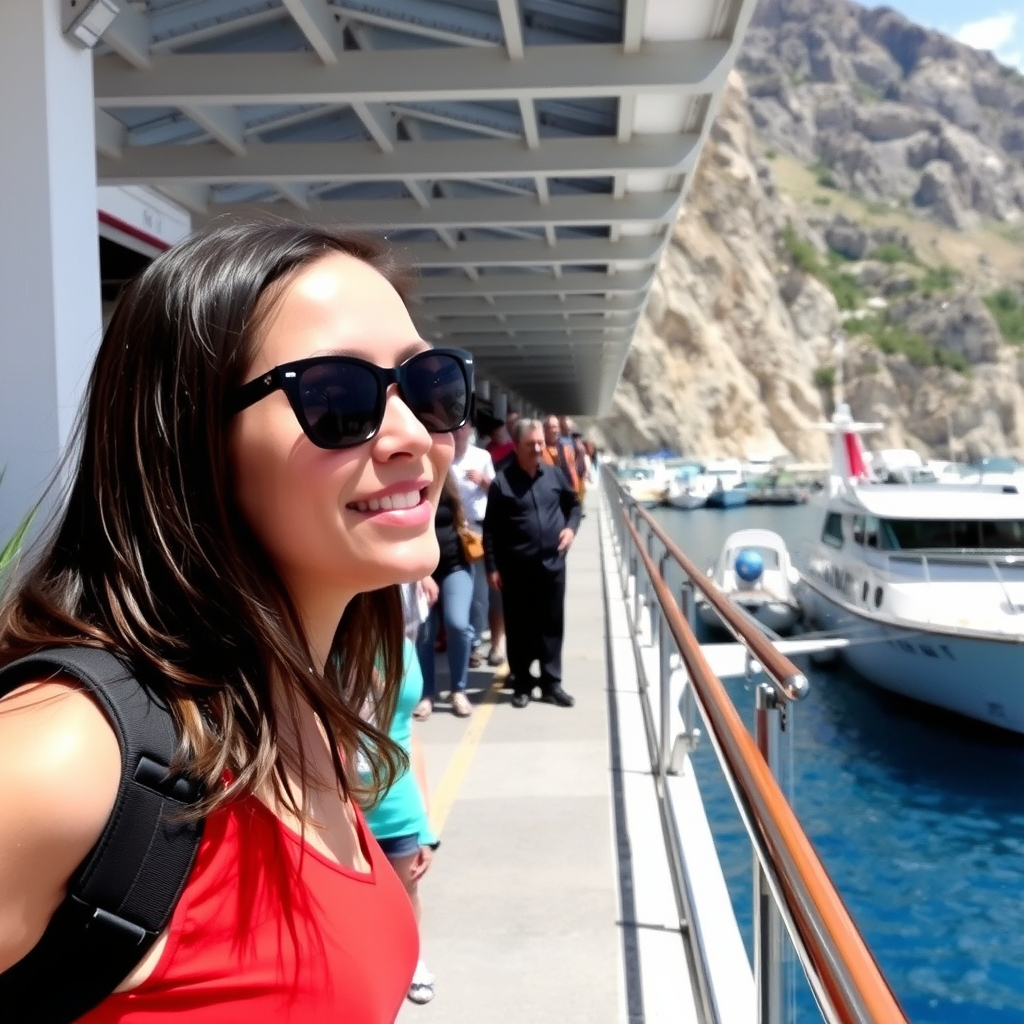 Mediterranean cruise travelers preparing for port excursions.