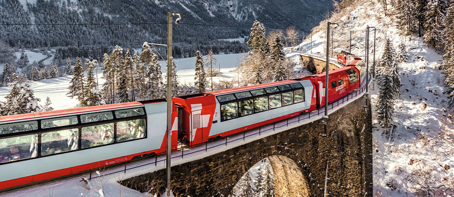 The Glacier Express vacation travel ideas in Switzerland.