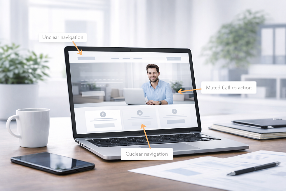 Professional website that looks good but struggles with user experience