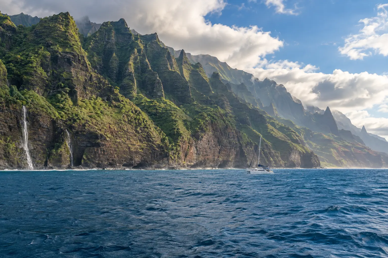 Na Pali Coast cliffs and ocean on Kauai