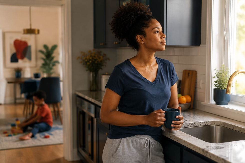 Parent practicing emotional self-regulation by pausing and reflecting before responding to child behavior