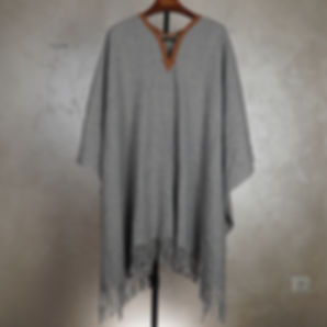 Comfortable gray Alcantara poncho made from New Zealand merino wool