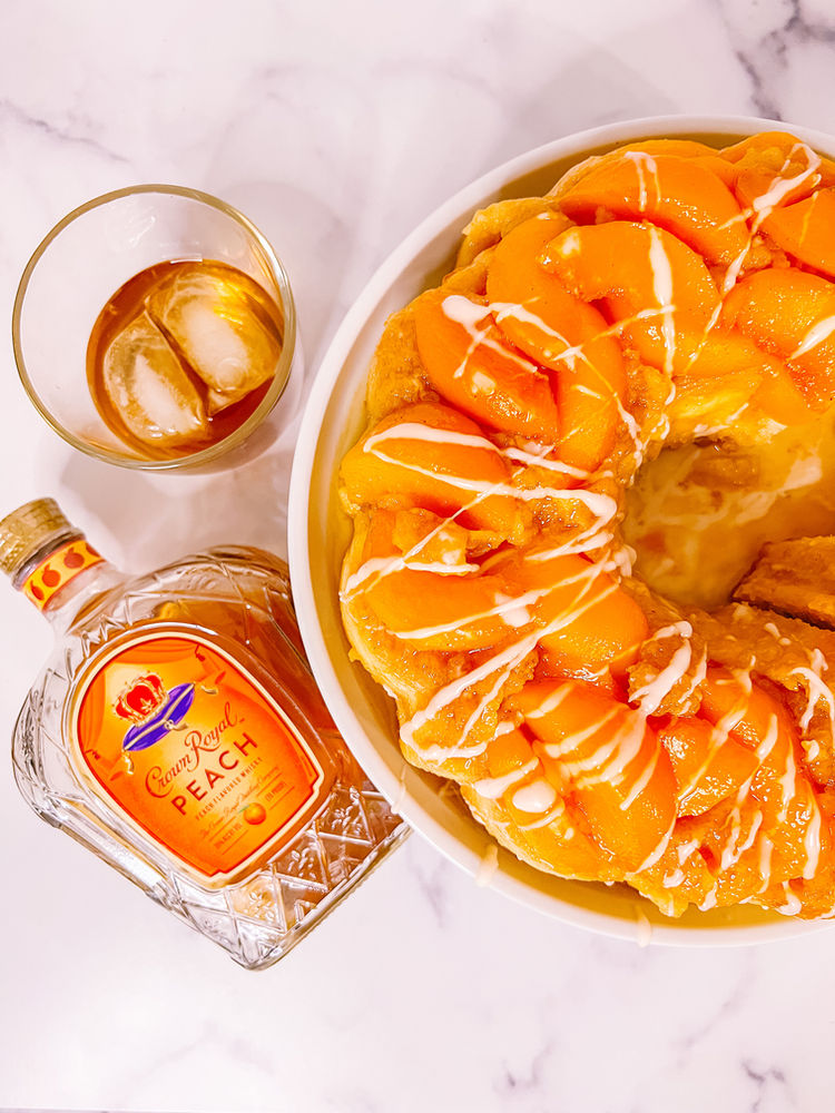 Peach Cobbler Pound Cake Recipe with Crown Royal Whiskey
