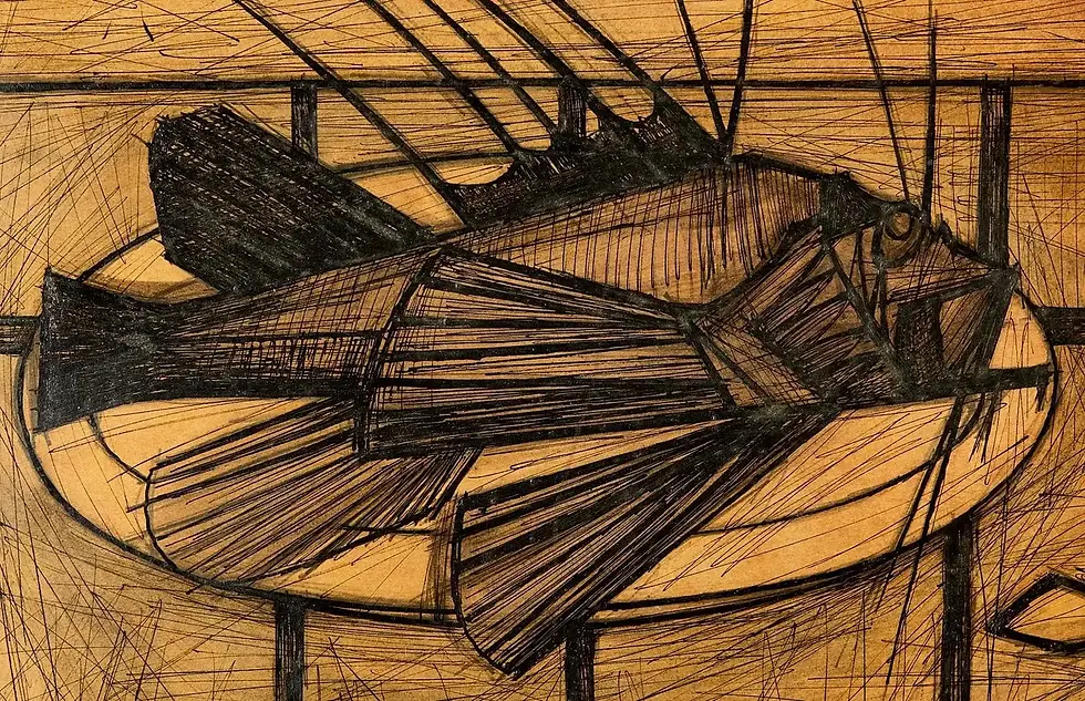 Miniature : Bernard Buffet (1928-1999), The Rascasse 1950, technique mixte sur papier monté