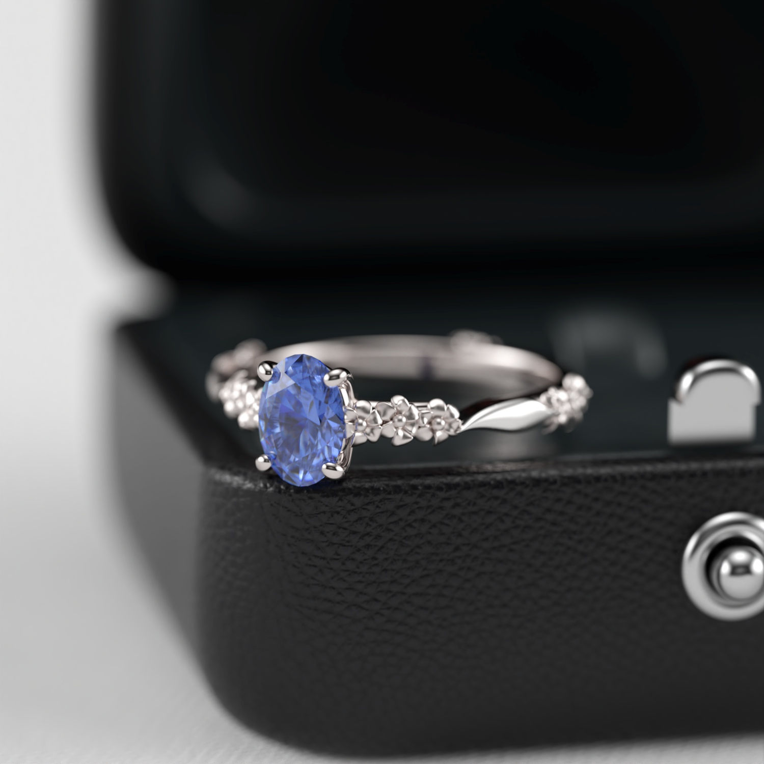 Bague Poème Florentin or blanc saphir