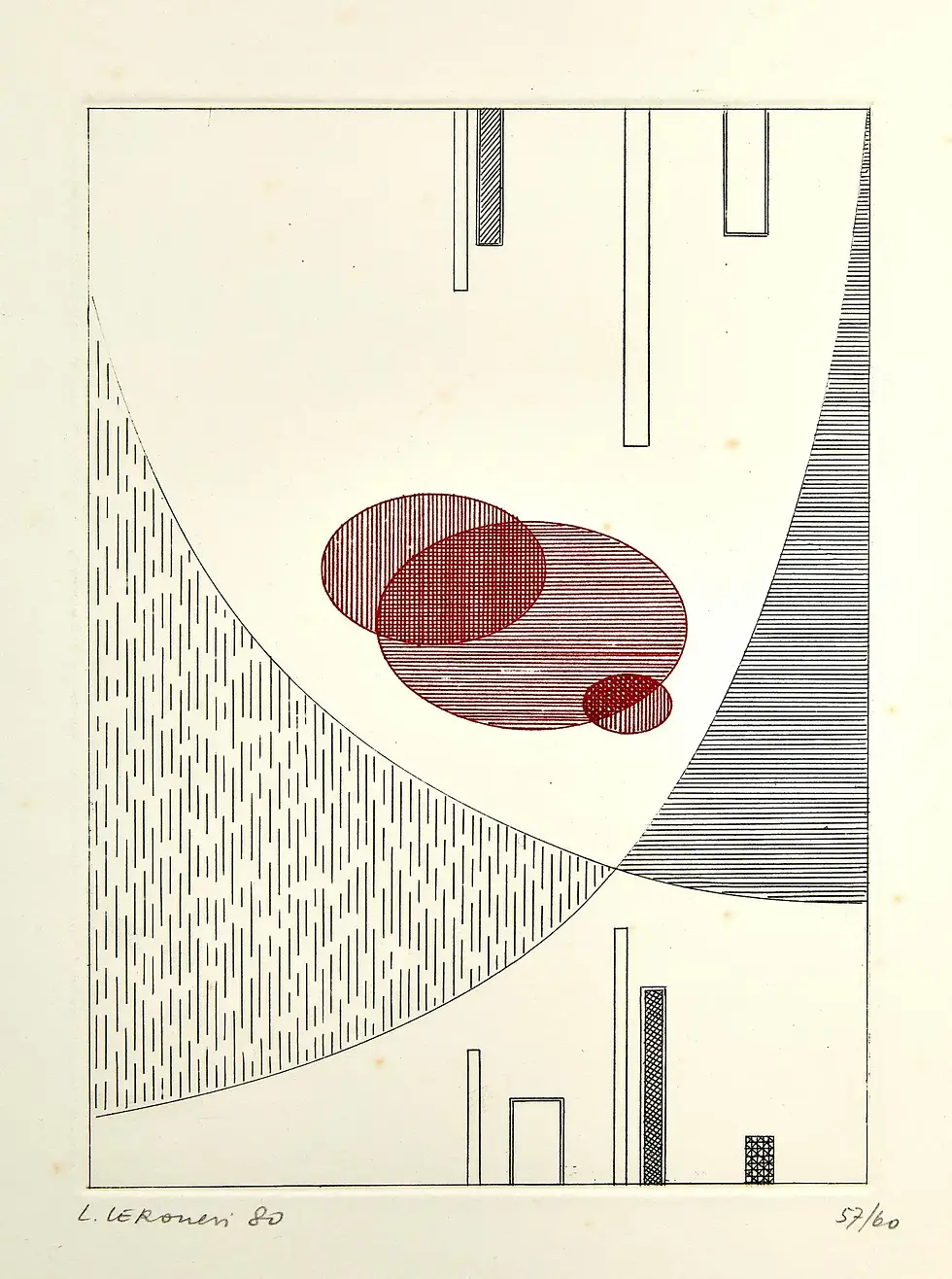 Miniature : Luigi Veronesi (1908-1998), Série de quatre gravures à l'encre, 1980