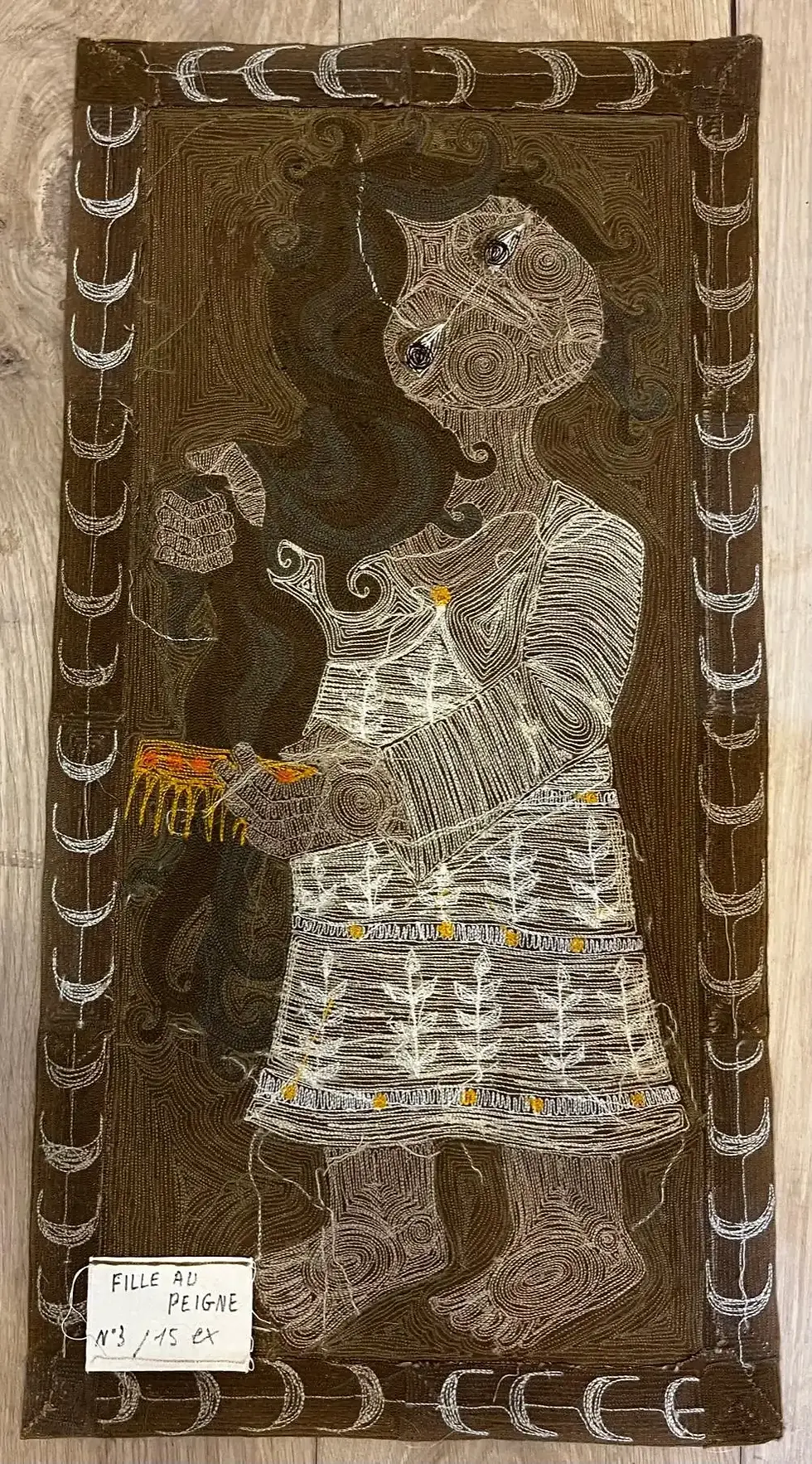 Miniature : Elisabeth Baillon, Tapisserie, The girl with the comb, circa 1960, France