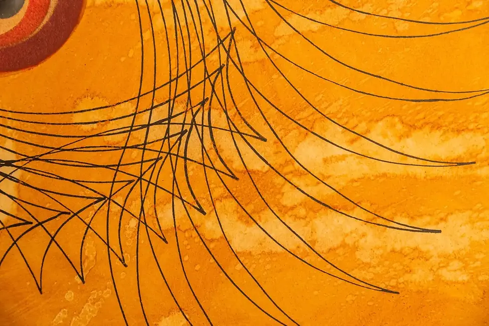 Miniature : Jean Da Milano, Composition solaire, techniques mixtes sur papier, 1974, France