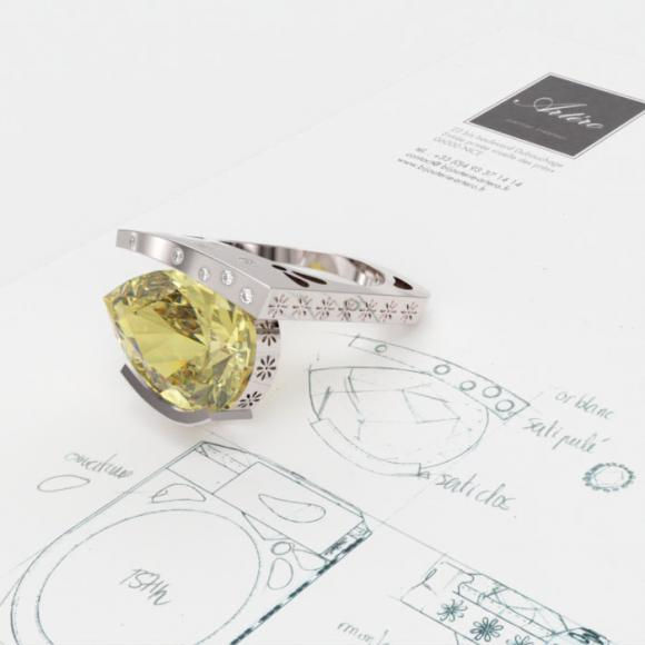 Miniature : Collection « Morgane » Bague aux lignes droites et épurées, création originale et moderne.