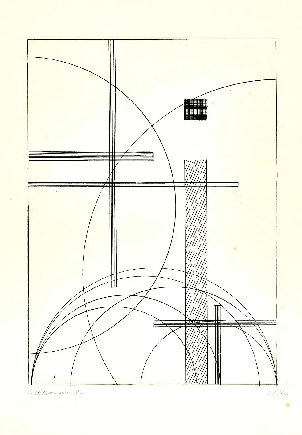 Miniature : Luigi Veronesi (1908-1998), Série de quatre gravures à l'encre, 1980