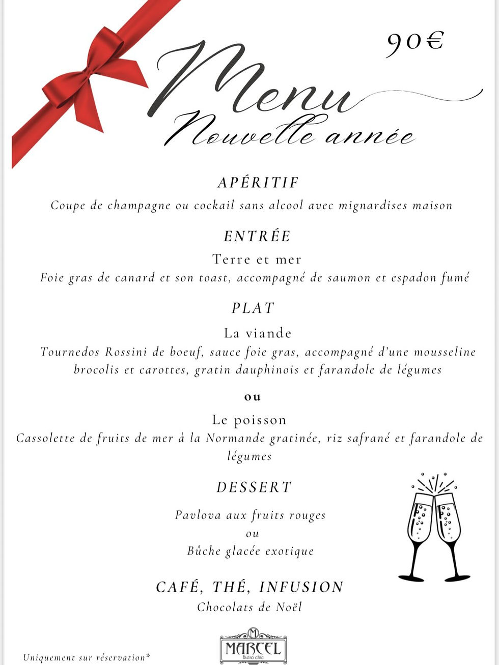 Menu du Nouvel An 2026