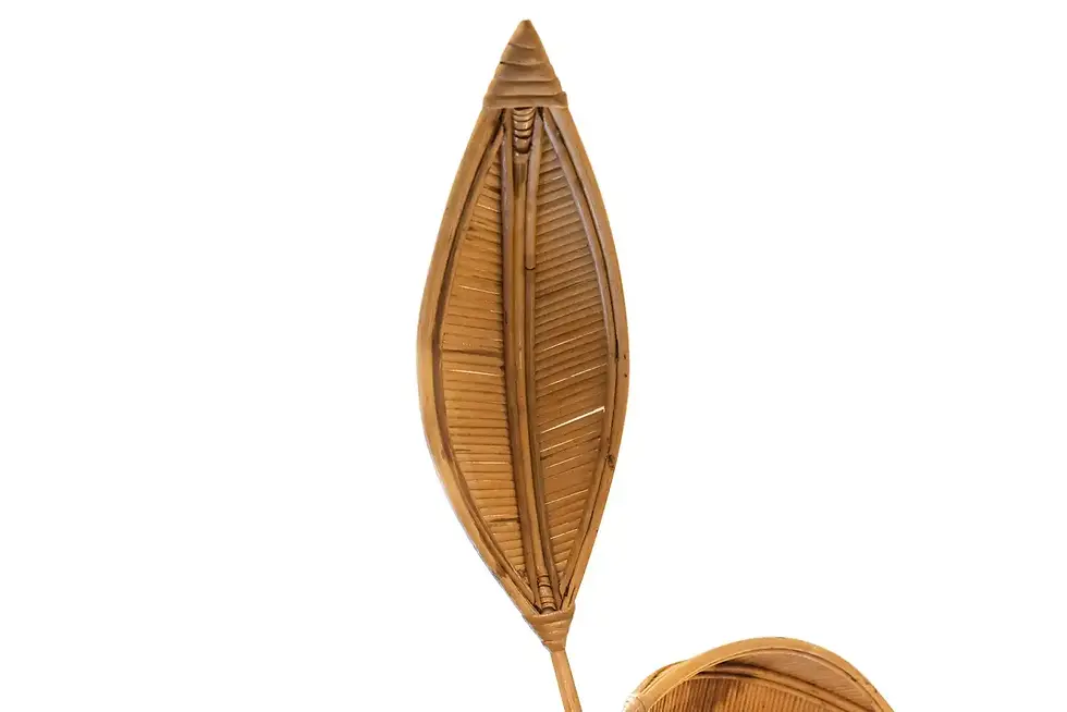 Miniature : Paire de lampes en bois de cocotier, rotin, vers 1960, Mexique
