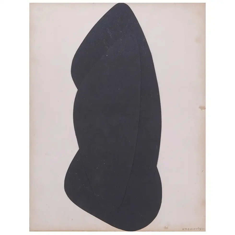 Collage sur carton sur bois de Victor Vasarely, Dolmen, 1947-1950