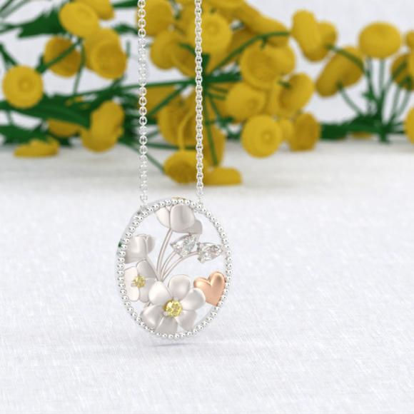 Miniature : Collection « Poème » J'ai créé un pendentif tout en légèreté, un mélange bucolique, harmonieux et aérien qui donne à ce bijou