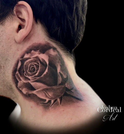 rose tattoo, neck tattoo, Chattanooga TN