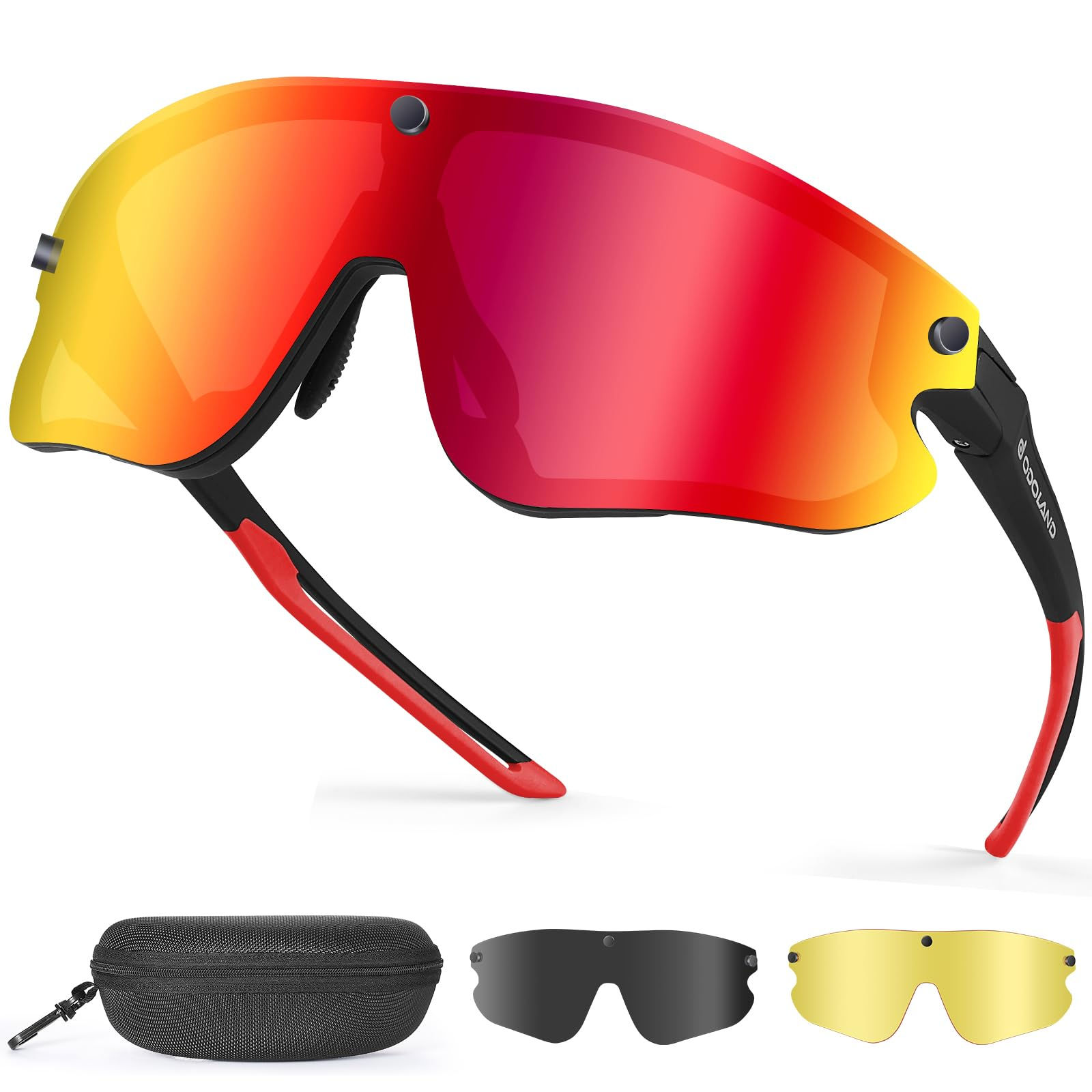 Odoland Polarized Sports Sunglasses Magnetic Interchangeable Lenses UV400 Protec