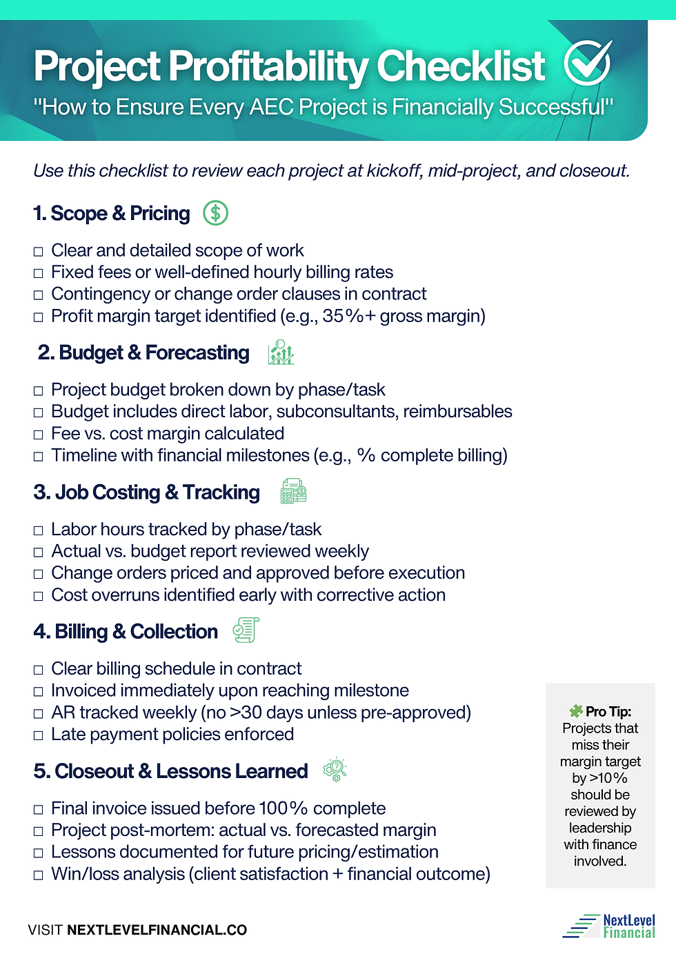 Project Profitability Checklist