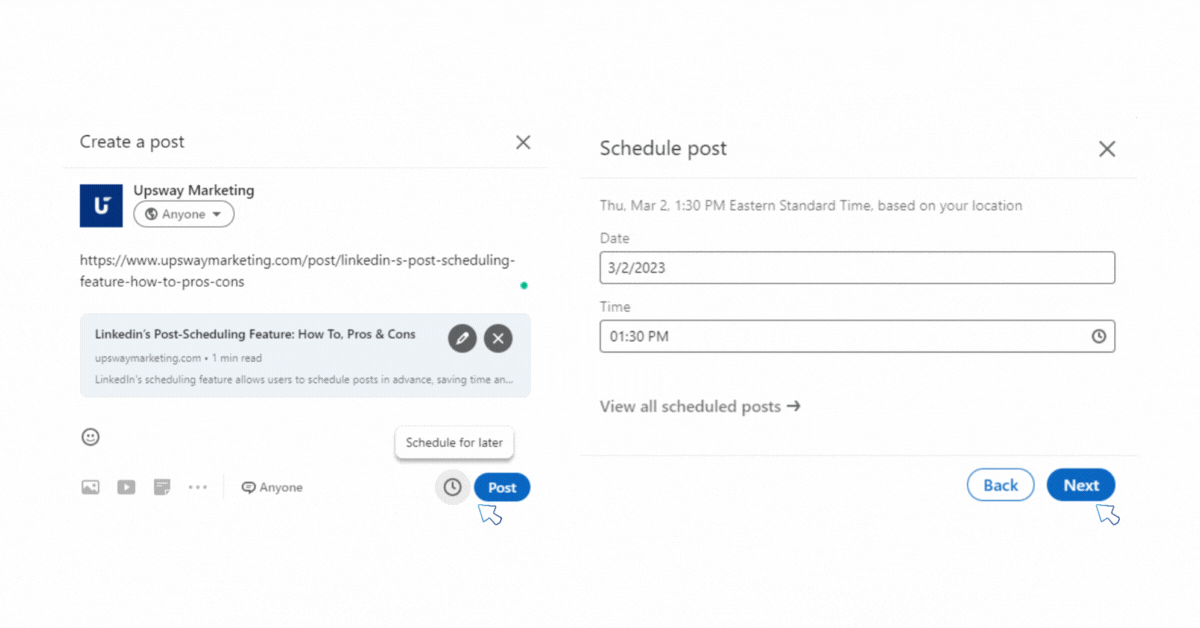 How to schedule a post on LinkedIn, it's pros and cons GIF