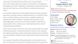 Principles of Coding Course – Save 20% with MRCS20 on PMI Live Training