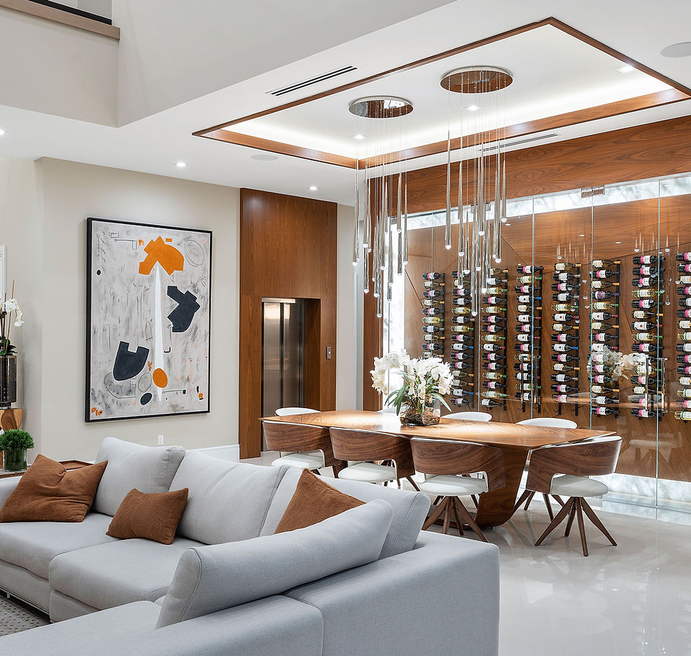 Wine Cellar with black metal racks