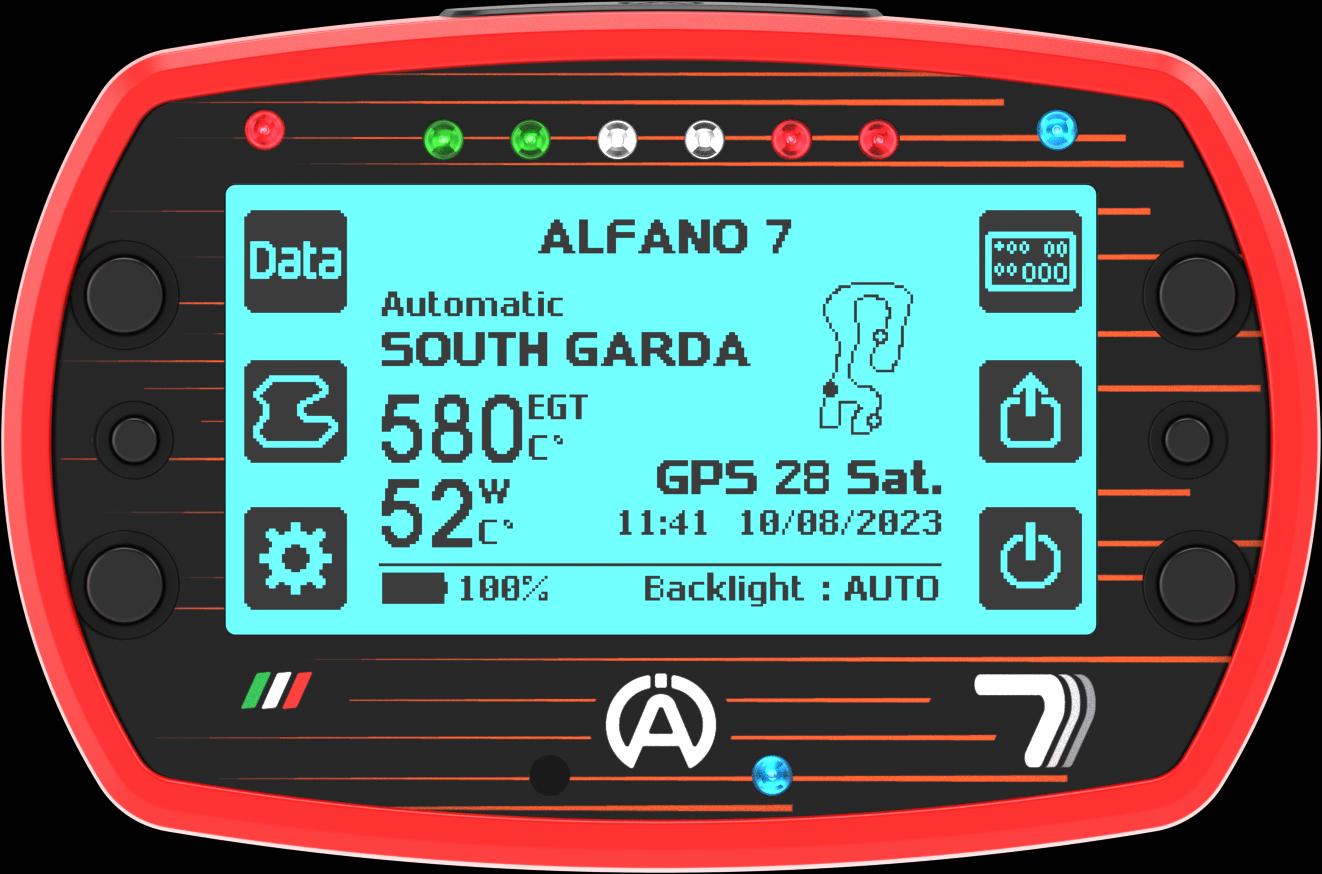 display telemetria Alfano 7 su kart da competizione con dati giro | TKS Race Lab