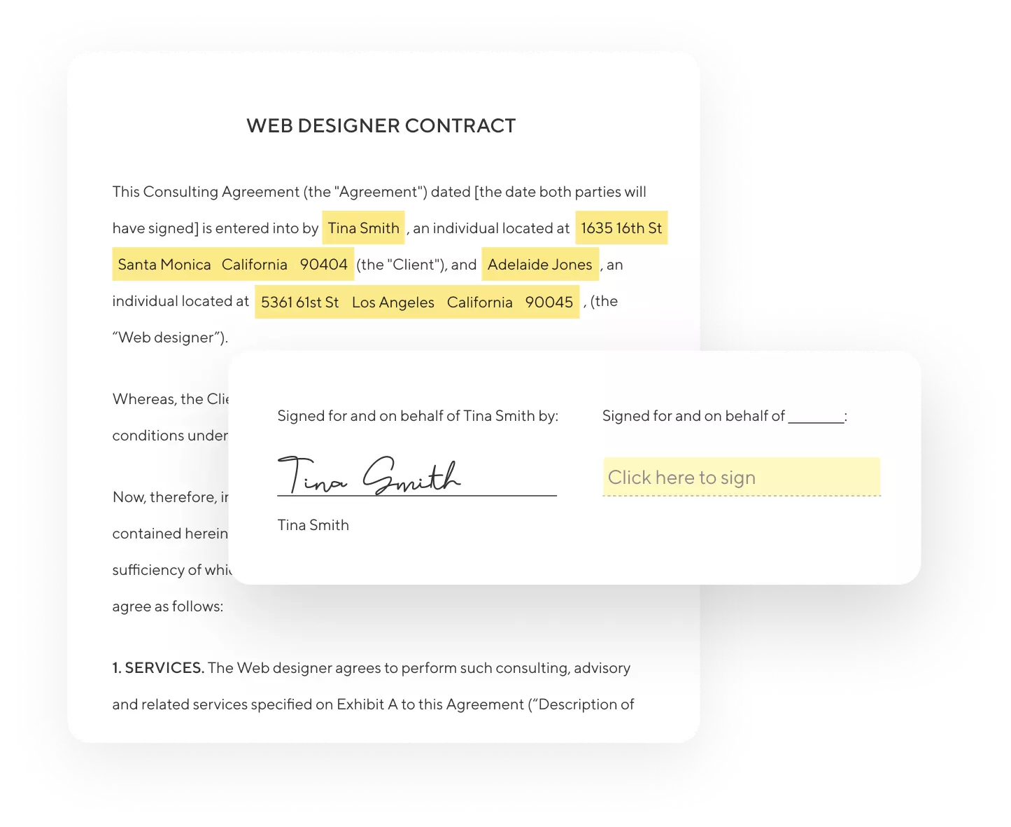 Contracts: A simple editor to create, sign, and send contracts to your clients in minutes.