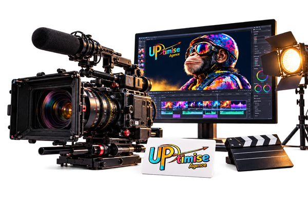 Caméra professionnelle et écran de montage vidéo