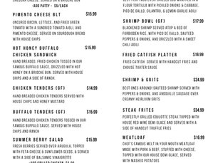 Summer Menu ~ 