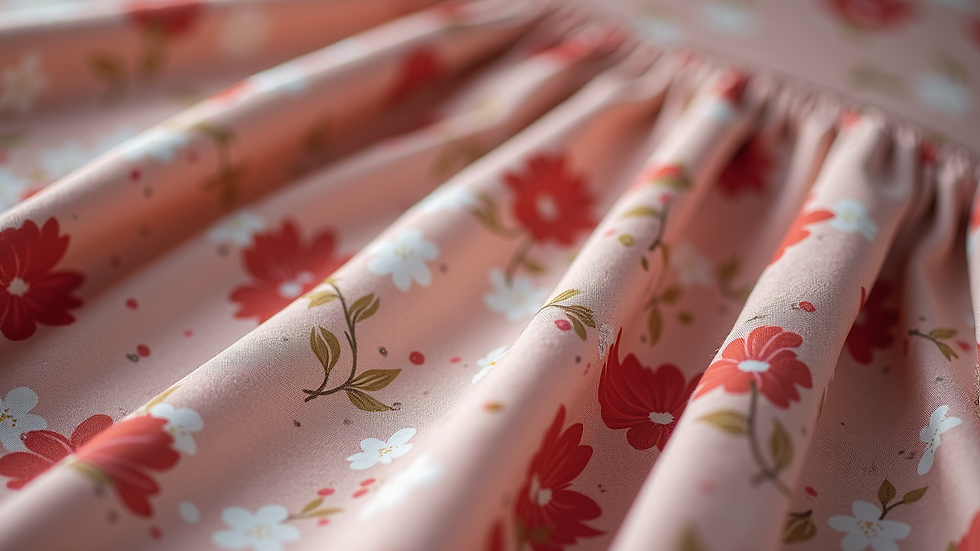 Close-up view of a plus size dress fabric with floral pattern