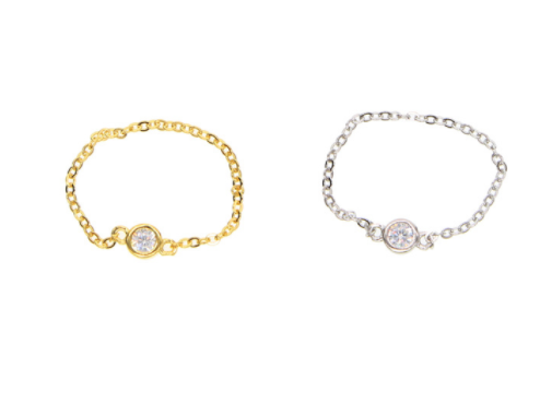 Thumbnail: 14K Gold-Plated Single Zircon Stone Ring