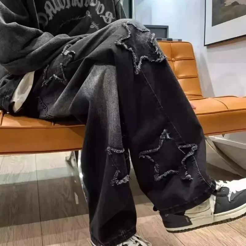 Thumbnail: 2025 New Fashion Stars Towel Embroidery Brown Men Jeans Pants Y2K Clothes