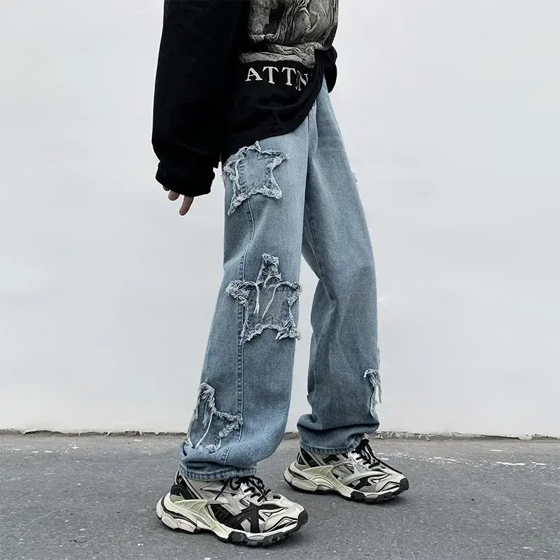 Thumbnail: 2025 New Fashion Stars Towel Embroidery Brown Men Jeans Pants Y2K Clothes