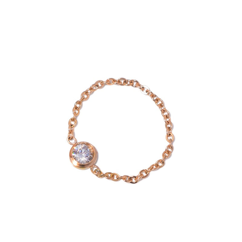Thumbnail: 14K Gold-Plated Single Zircon Stone Ring