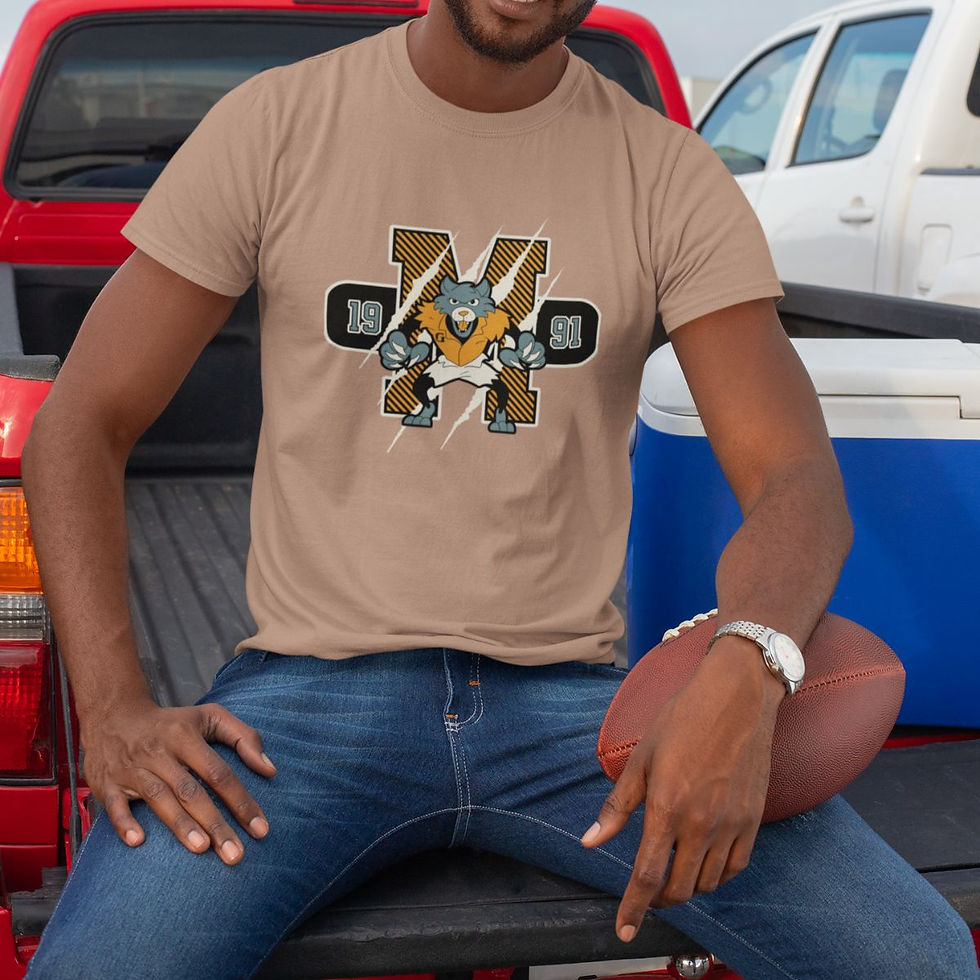 Thumbnail: Men's T-shirt GuGi Printed Logo American Football Mascot Wolf Cakes 100% Premium