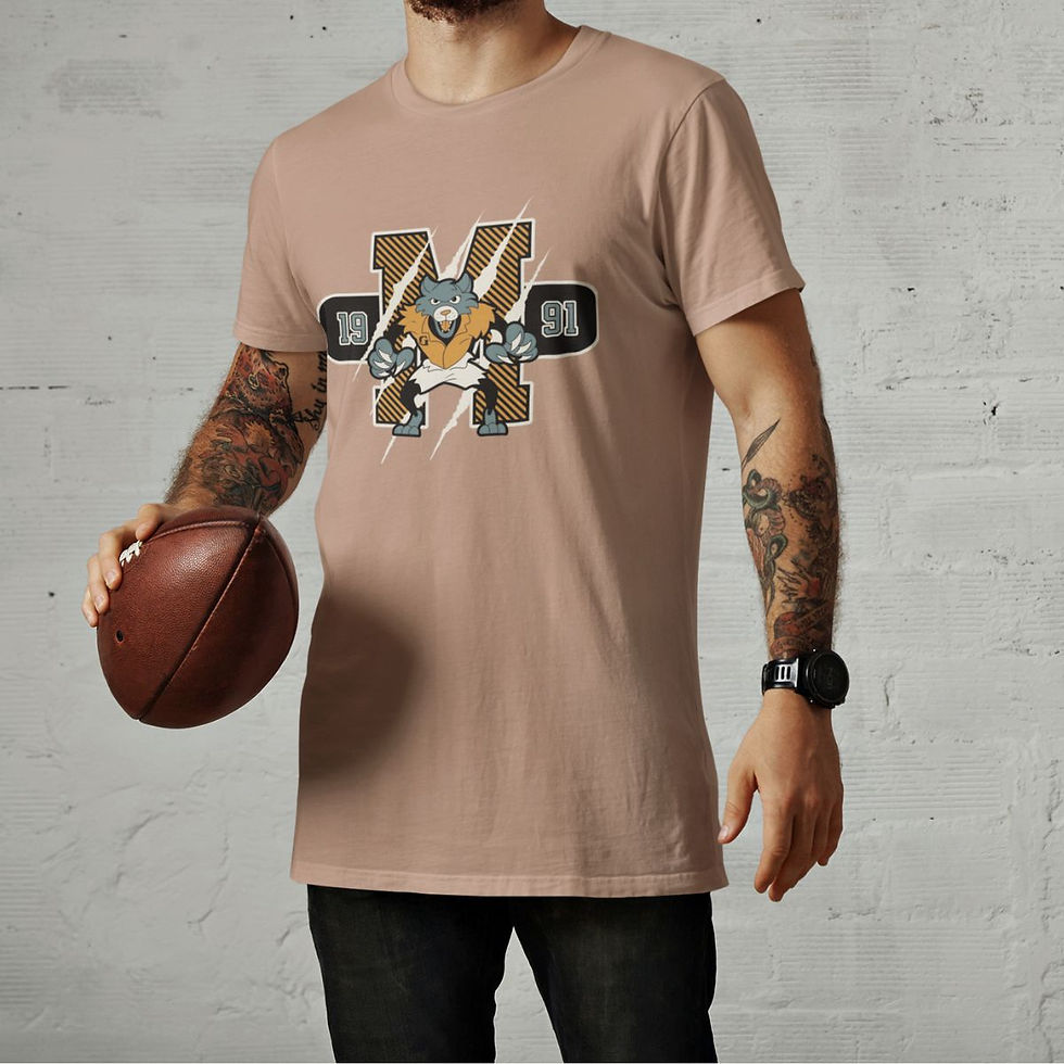 Thumbnail: Men's T-shirt GuGi Printed Logo American Football Mascot Wolf Cakes 100% Premium
