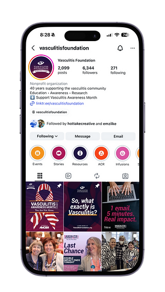 Screenshot of Vasculitis Foundation Instagram page