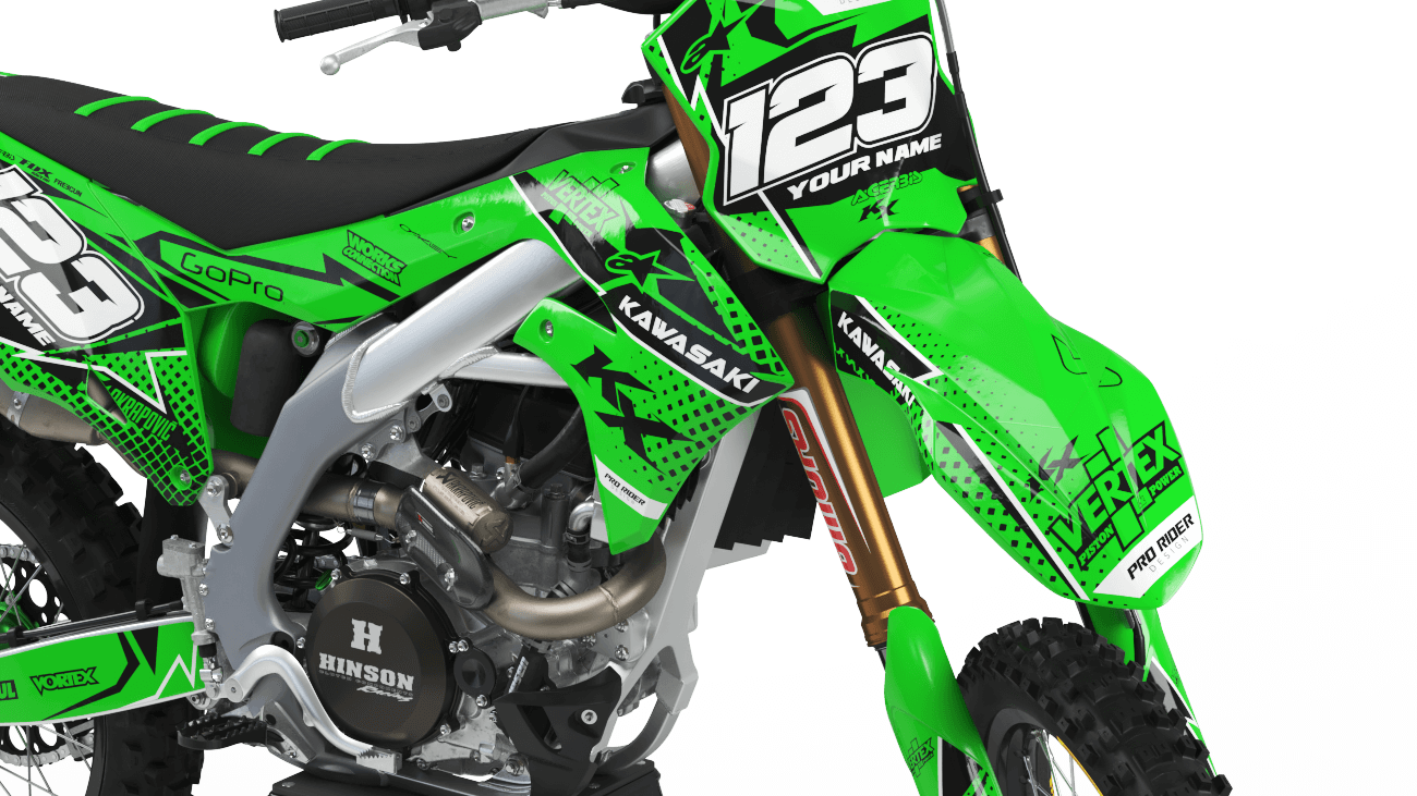 Custom dirt bike Graphics kit KAWASAKI VERTEX GREEN CA39B4 custom