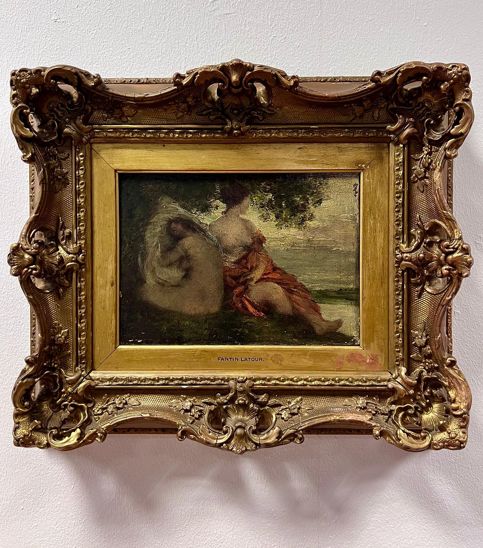 Resting Bathers (attributed to Henri Fantin-Latour), circa 1880-1900 - original painting for sale at Terra Aurora Gallery, Bruges
