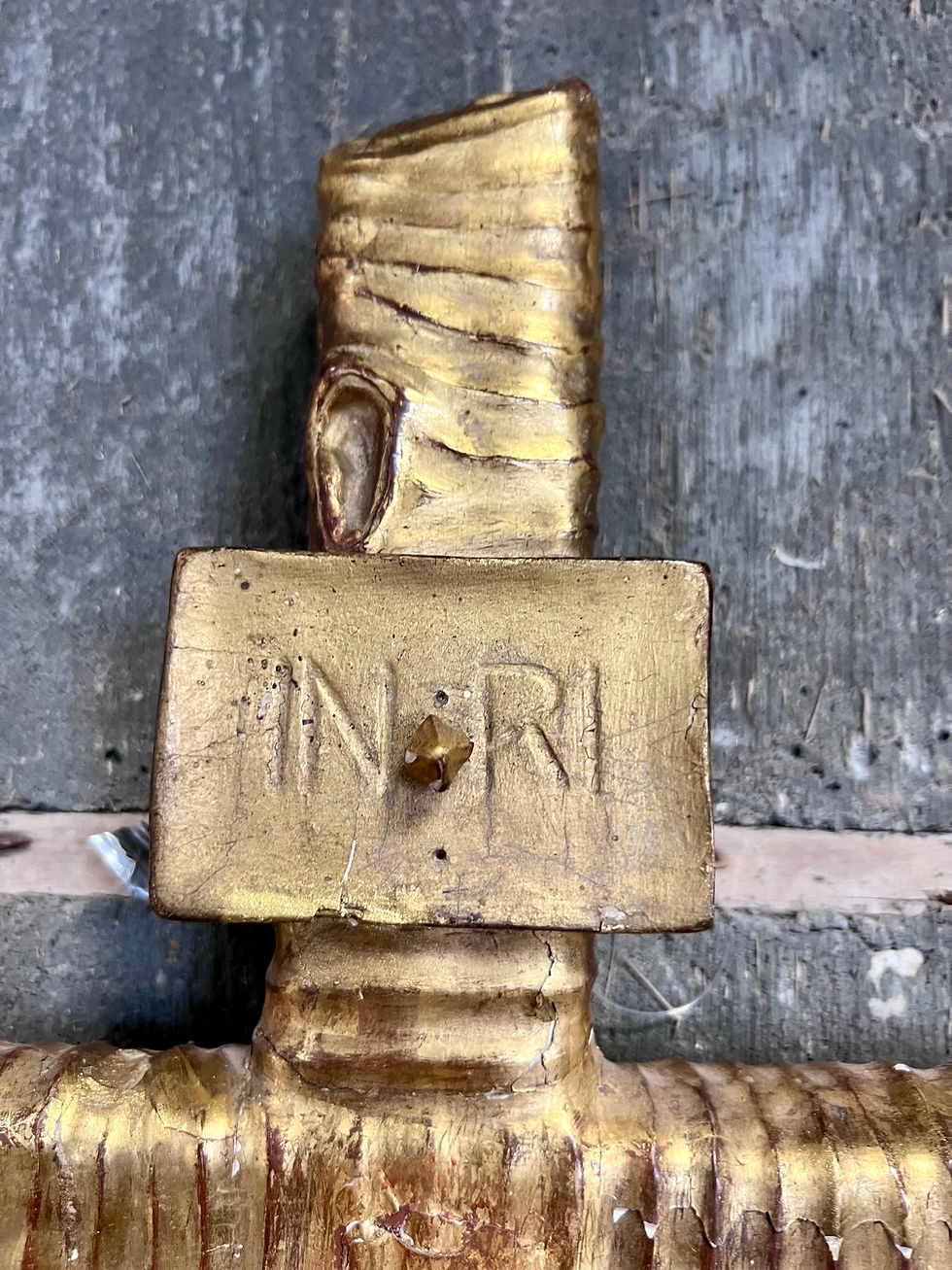 Thumbnail: Monumental Flemish Polychrome Crucifix, circa 1890-1920 - detail view 2