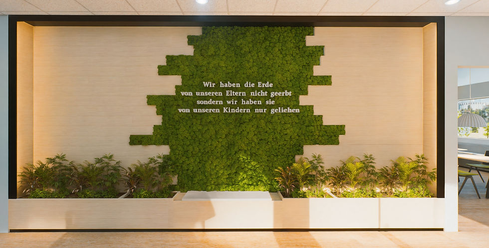 Nachhaltige Begrünung in modernem Bürodesign
