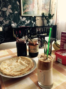 coffee and homemade pancakes