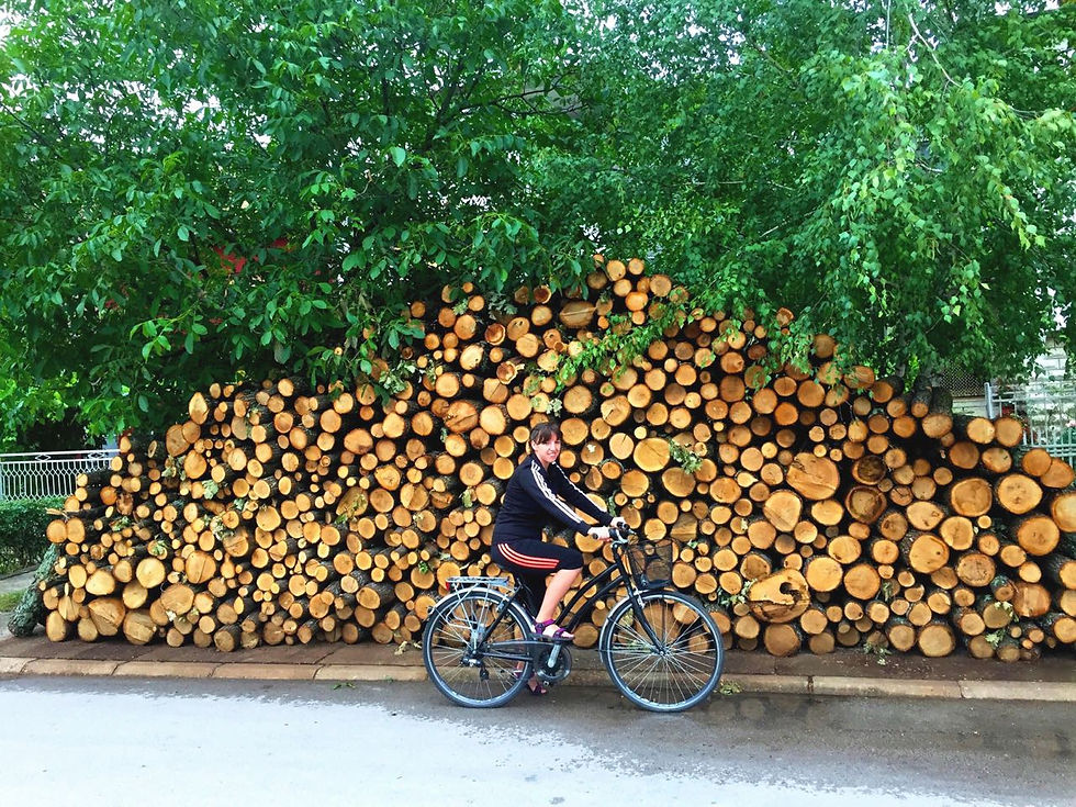 a girl riding a bike